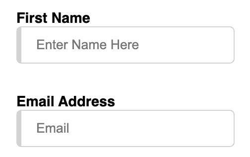 Basic form with name and email