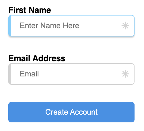 Basic form with name and email and required indicator