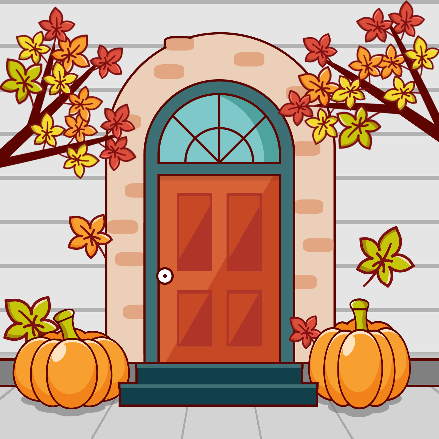 Decorated Halloween porch of a house